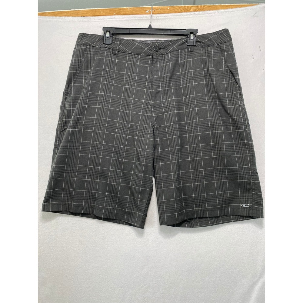 O'Neill‎ Hybrid Shorts Men 38 Gray Plaid Check Boardshorts Walkshorts Casual